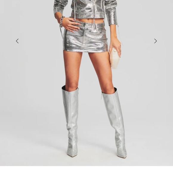 Retrofete Nico Leather Mini Skirt Silver Size XS - Picture 4 of 4